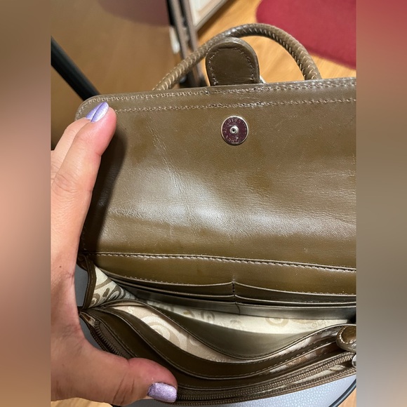 Brighton Brown Crock Embossed Pebbled Leather Handbag EUC - Picture 10 of 17